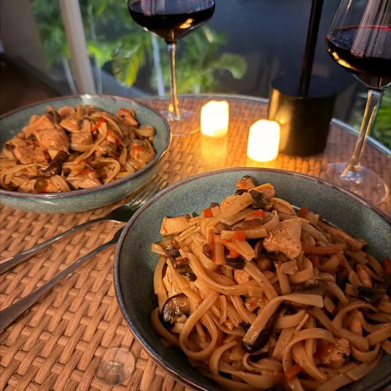 Fresh ingredients prepared for in-home meal prep
